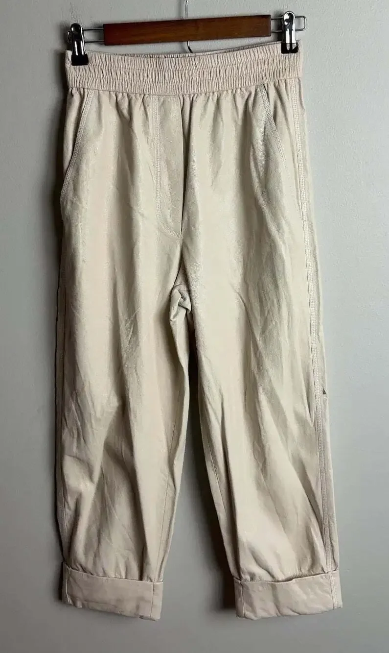 Nanushka Off-White Vegan Leather Selah Trousers High Rise Size Small Women’s